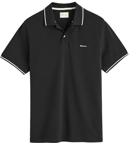 GANT Tipping SS Pique Rugger, Noir, M Homme