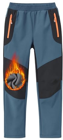 MoFiz Pantalones Trekking Niña Pantalones de Montaña Niño Pantalones Ski Transpirable Pantalón Senderismo Winter Gris Azul 152-164
