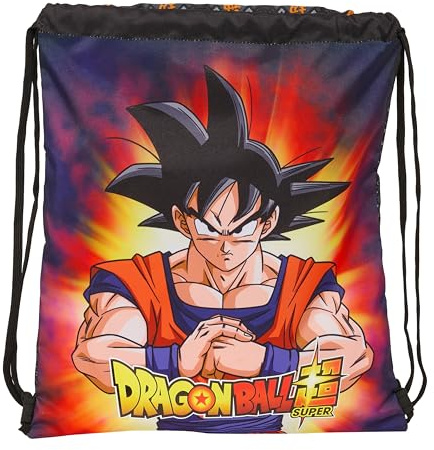 DRAGON BALL - Mochila Saco Plano Grande, Mochila, Ideal para Niños de Diferentes Edades, Cómoda y Versátil, Calidad y Resistencia, 35x40 cm, Color Negro