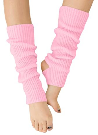 stulpen damen, ballett stulpen mädchen, Frauen Mädchen Ballett Beinwärmer mit Fersenöffnung Lange Strümpfe Overknee Ballett Beinwärmer Ca. 40 cm, rosa