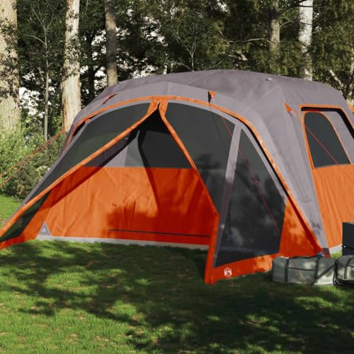Homgoday Tenda Campeggio,Tenda da Famiglia con Portico per 6 Persone Grigio e Arancione,Tenda Campeggio,Tenda Spiaggia,Tenda Trekking