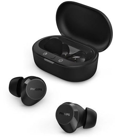 Philips TAT1219 True Wireless Bluetooth Earbuds - 18 Hours Play Time, Dynamic Bass, Clear Calls, IPX4 Water Resistant, Black