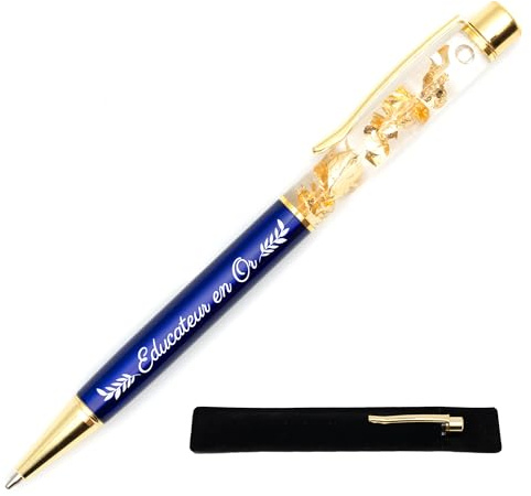 StarMaker Stylo gravé Educateur en Or avec étui tissu - Stylo en métal à la feuille d'or - Idée cadeau éducateur spécialisé remerciement original et chic