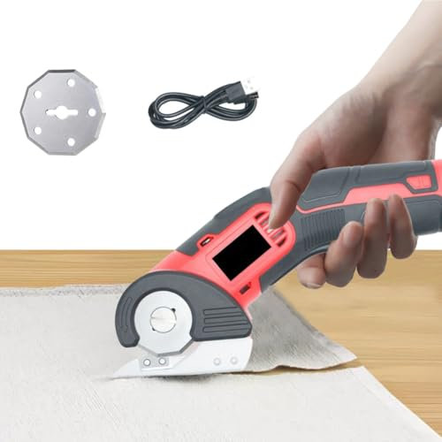 Geevorks Cordless Electric Scissors 4V 2000mah Rechargeable Cutter with Safety Lock 240RPM for Cardboard Leather Paper Felt Fabric Denim Vinyl