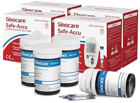 Sinocare Strisce Glicemia per Safe Accu, 200 x Striscette per Glicemia Senza Lancetta, Strisce reattive per il monitoraggio accurato della glicemia Strisce Reagente Glucosio[Lancetta non incluso]