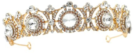 HONITANO Couronne De Mariage Pour Femme Diadème Rond Doré Design Ajouré Avec Paillettes Pour Cheveux De Mariée Et Décoration