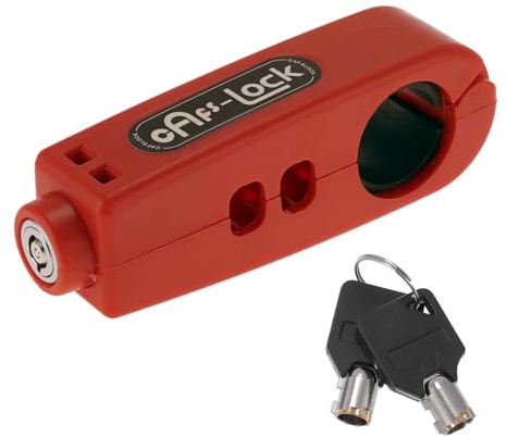 A ABSOPRO Serratura Per Manubrio Moto Universale Per Scooter Bici Manopola Acceleratore Rossa Rotonda Serrature Per Freno Anteriore E Frizione Antifurto 1 Pezzo