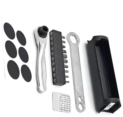 Qsvbeeqj Kit de réparation magnétique pour vélo avec boîtes à outils de rangement compactes comprenant des clés à molette réglables et des organisateurs internes