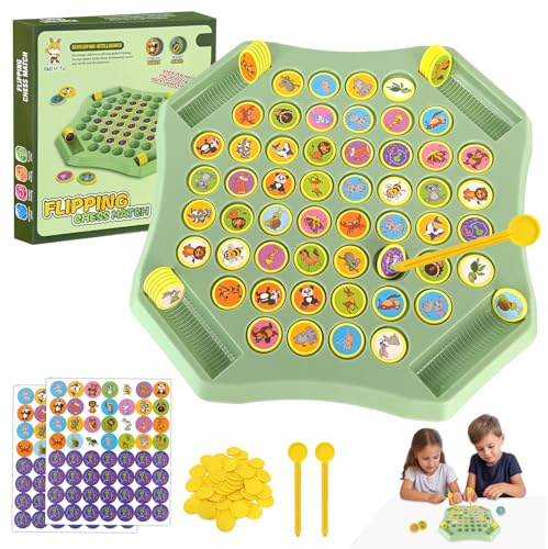 Flip Chess Memory Game, Animal Memory Match Game Easy Matching Chess Board Games Interactive Funny Educational Kids Toys Cartoon Animals Educational Board Games for Kids Teens Adults