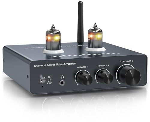 VEDINDUST Phono Vorverstärker Plattenspieler Röhrenverstärker Unterstützt 3 Lautsprecher HiFi Verstärker Kopfhörer Verstärker Bluetooth 5.0 Unterstützt die Einstellung von Höhen und Tiefen