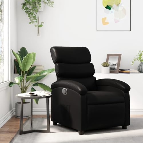 mtlskopl Poltrona relax nera con funzione reclinabile a 135°, in ecopelle, 70 x 92 x 99,5 cm, comoda poltrona da lettura, robusto telaio in legno e metallo, design moderno per soggiorno, casa cinema