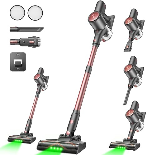 Vexilar V10Pro Cordless Vacuum Cleaner, 550W 45Kpa Stick Vacuum with Touch Display, Up to 45Mins Runtime, Detachable Battery,6-in-1 Lightweight Handheld Vacuum for Hardwood Floor Carpet Pet hair