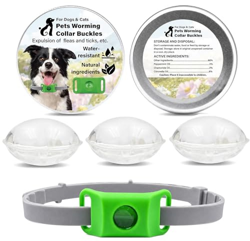 Pendant for Dogs, Repellent Collars for Dogs, Natural Ingredients Long Lasting Adjustable Dogs Collar with 3 Replaceable Capsules, Dog Collar for Small Medium Large Dog