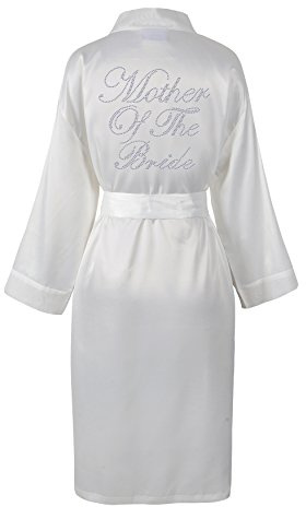 Mother of the Bride Luxury Satin Crystal Bridal Bathrobe - Handmade Wedding Kimono, Women's Dressing Gown - Bridesmaid Party Robes