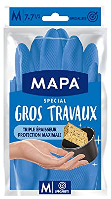 MAPA - Gros Travaux - Gants de Ménage Doublure Textile et Triple Epaisseur - Idéal gros travaux d'intérieur - 1 paire - Taille M