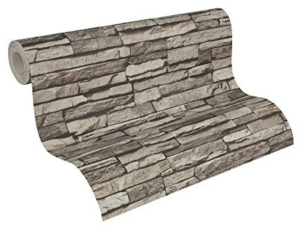 A.S. Création Vliestapete Dekora Natur Tapete in Naturstein Optik 10,05 m x 0,53 m creme grau schwarz Made in Germany 958331 95833-1