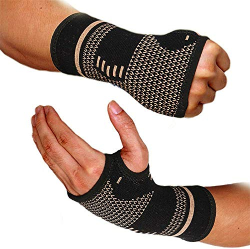 Faletony (2er-Set Handgelenk Bandage Handgelenkschiene Copper Handgelenk Handgelenkschoner Handbandage Handgelenkstütze Sportbandagen für Sport, Fitness, Krafttraining, Bodybuilding