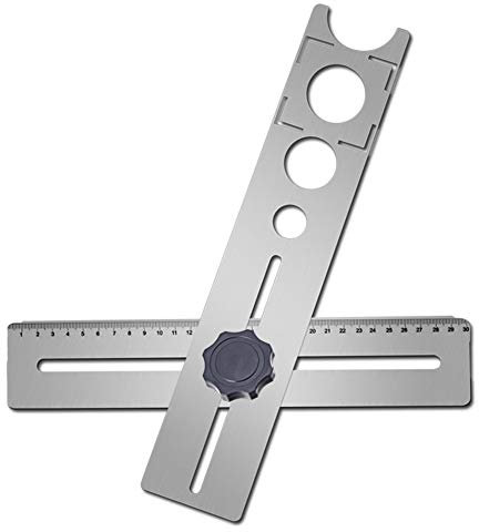 GEZICHTA Ceramic Tile Hole Locator,Portable Stainless Steel Universal Marble Punching Tool Measuring Range 300mm,Hole Size: 25mm, 40mm, 45mm, 55mm