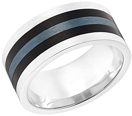 s.Oliver Ring Edelstahl Herren Ringe, Silber, Kommt in Schmuck Geschenk Box, 2031522
