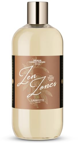 Lavayette Premium-Wäscheparfüm - Zen Zones/White Musk - Duft für Kleidung, Bettwäsche, Leinen, Bettwäsche - Geruchsentferner, Wäscheduft - Geeignet für Handwäsche & Waschmaschine - 500 ml
