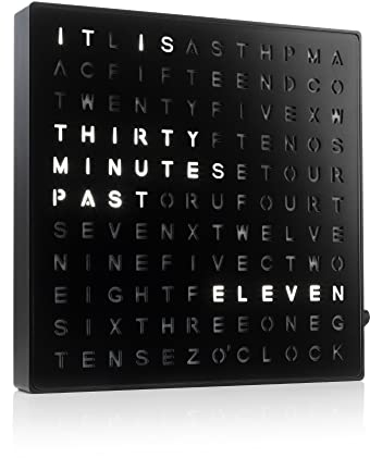 Auraglow LED-beleuchtete USB-Wand- oder Schreibtisch-Wortuhr, Schwarz