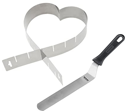 Westmark 1 Herzbackform, variabel verstellbar, ohne Boden + 1 Winkelpalette, 22 cm, Rostfreier Edelstahl/Kunststoff, Silber/Schwarz, 313422E8