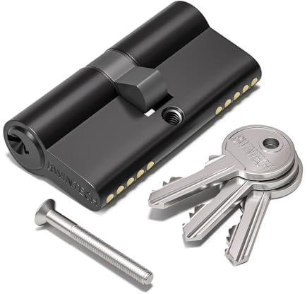 Bwintech 70 mm (30/40) Negro Euro Cylinder Lock, Cerradura de barril de puerta, llave/llave con 3 llaves estándar, Anti-Pick, Anti-Bump, alta seguridad para puertas de madera, upvc y compuestas