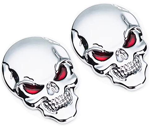 Decalcomania per Auto,2Pz Adesivo Teschio 3D Occhi Rossi Punk Skull Distintivo di Scheletro Auto Moto Adesivo in Metallo Distintivo dell'Emblema per Auto Adesivi per Moto Casco Laptop Decorazione