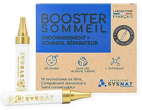 Complément alimentaire mélatonine 1,9mg • Hormone du sommeil • Valériane Passiflore Aubépine • Tryptophane • SANS ACCOUTUMANCE • 14 doses • Laboratoire SYSNAT