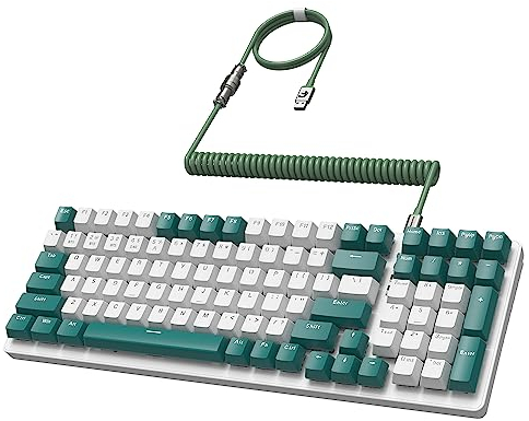 MAMBASANKE K6 Pro 96% 3 modalità tastiera da gioco meccanica hot swap 4000mAh 2.4Ghz/Bluetooth 5.0/tastiera cablata con cavo USB a spirale tipo C 9 RGB retroilluminato interruttore rosso lineare-verde