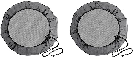 AMNGYOOK 2PCS Mesh Cover for Rain Barrels, Plastics Rain Barrel Netting with Drawstring Rain Barrels Net Cover for Outdoor Garden (31.5 Inches)