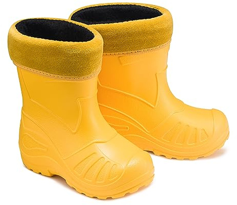 ESTRO Stivali da Pioggia Bambino - Stivali di Gomma Bambino Stivaletti Pioggia Bambino Stivaletti Gomma Bambina Stivali Bambino Pioggia con Fodera K050 (29 EU, K050 Giallo)