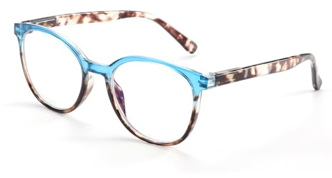 ZENOTTIC Lunettes de Vue Rondes avec Protection contre la Lumière Bleue Lunettes de Lecture Anti-Fatigue & Anti-Reflets avec Étui à Lunettes pour Femmes, Hommes 3,0