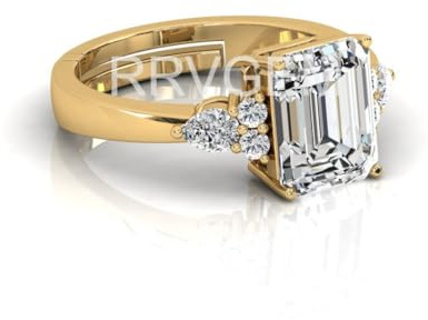 RRVGEM Naturlig zirkonring 3,00 karat certifierad handgjord fingerring med vacker sten amerikansk diamantring guldpläterad för män och kvinnor, Guldpläterad, Syntetisk diamant