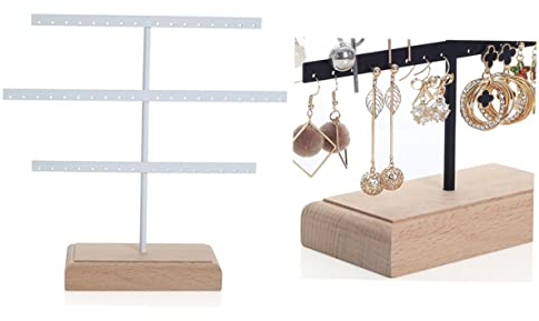 MAGICLULU 52trous Porte-boucles Oreilles Fer Avec Troux Présentoir à Bijoux Élégant Pour Rangement Et Exposition Blanc