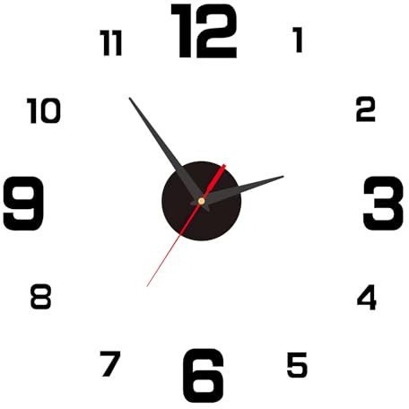 Sangcca Horloge Murale DIY 3D avec Mouvement Silencieux, 40CM Horloge Murale Adhesive, Design Moderne Numérique, Décoration Contemporaine pour Cuisine, Salon, Chambre