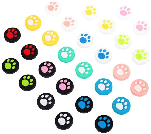 28 Pièces Capuchon de Joystick, Silicone Capuchon de Poignée de Pouce de Patte de Chat Capuchon de Stick Analogique Poignées de Pouce pour Nintendo Switch (Multicolore)
