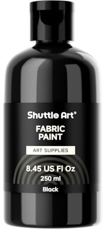 Shuttle Art svart textilfärg kan tvättas i maskin, tvättbara tygfärger (240 ml)