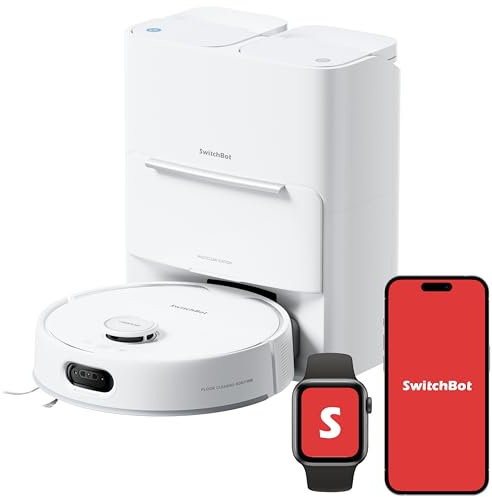 SwitchBot S20 Robot Vacuum Cleaner with Mop, 10000Pa Powerful Suction, AI Obstacle Avoidance, Auto Mop Washing and Drying, Auto Refilling and Drainage Anti-Tangle System Support Matter and Apple Home