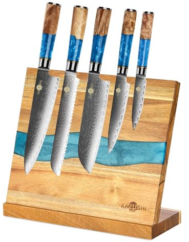 Magnetleiste Messer, 22.5x26cm Messerhalter Magnetisch, Eingebettetes Epoxidharz Decorative Countertop Magnetic Knife Holder,Messerblock Ohne Messer