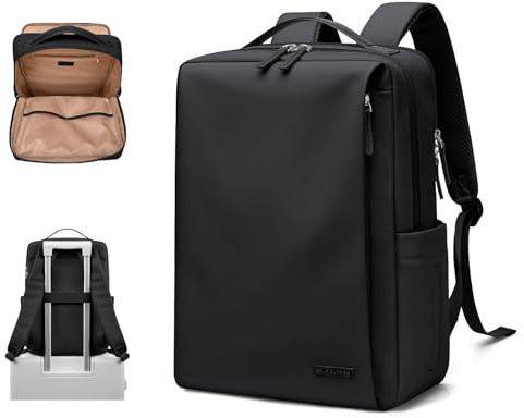 GOLF SUPAGS Mochila Mujer Hombre de Piel Sintética, Elegante Mochila Ordenador Portatil de 15.6 Pulgadas, Mochila Viaje Multifuncional Resistente al agua, para Universidad, Trabajo, Viajes (Negro)