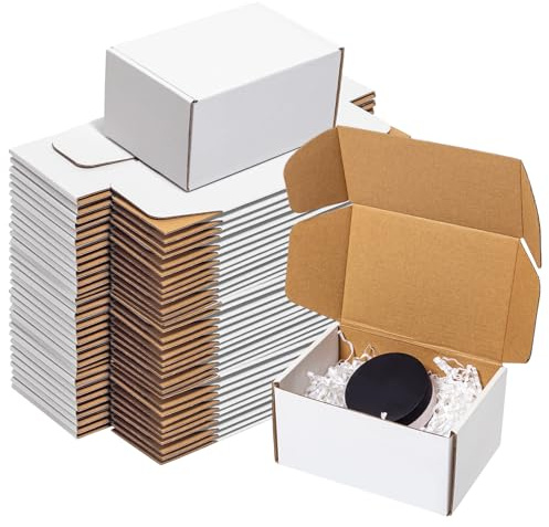 Wowxyz White Shipping Boxes 6x4x3 60 Pack - Corrugated Cardboard Mailing Boxes for Small Business - Literature Mailer Packaging Supplies