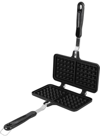 Stovetop Waffle Maker Pan Double Waffle Non Stick Coating Even Heating Aluminum Alloy Compact Design for Home Breakfast Camping Outdoor Cooking