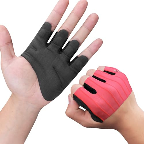 KUTOOK Guantes Gimnasio Hombre Mujer Gym Fitness Entrenamiento Guante Deporte Musculación Crossfit Pesas Accesorios Rosa Fluorescente M