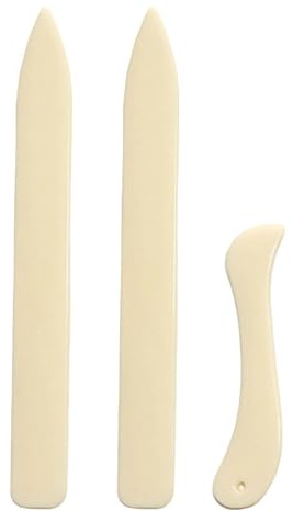 Reicyfang 3PCS Bone Folder Paper Creaser Set, Curved and Straight Bone Folders Scoring Tool for Paper Crafts Book-Binding Card Making and Office Supplies DIY Leather Burnishing
