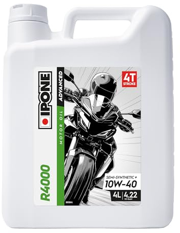 IPONE – Huile Moteur Moto 4 Temps 10W40 R4000 – Bidon 4 Litres - Semi-Synthétique+ - Gamme Advanced - Protection durable du moteur - Durée de vie de l'huile prolongée - Propreté du moteur garantie