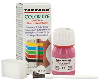 Colori e Tinture per Scarpe o Borse 25 ml | Pelle Naturale e Sintetica | Con Pennello e Spugna Applicatore ((25) Fucsia)