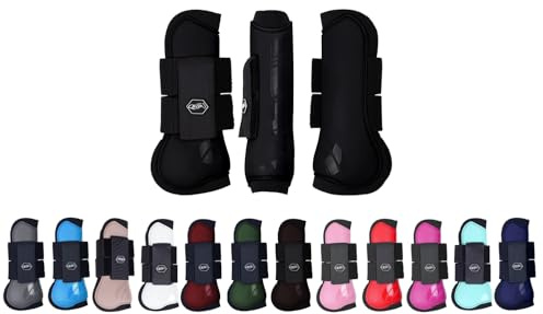 NETPROSHOP Shetty Pony Full Hartschalen Gamaschen Anatomisch Geformt mit Neoprenfutter, Groesse:Shetty, Farbe:Schwarz