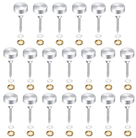 20Pcs Decorative Mirror Screws, Stainless Steel Screw Cap/Cover 18mm for Fasteners, Sign/Advertising Hardware, Nails, Construction, Tea Tables, Wardrobes Glass Furniture