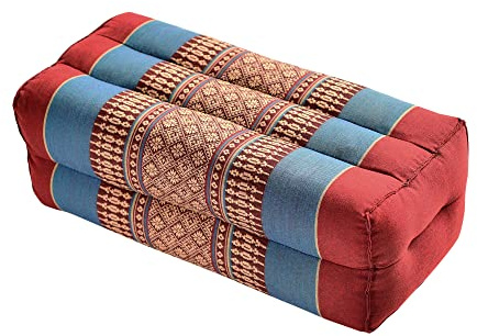 Zafuko Yoga & Meditation Cushion - Burgundy/Blue - Organic Water-Resistant Kapok Filling, Meditation Cushion, Soft Yoga Prop